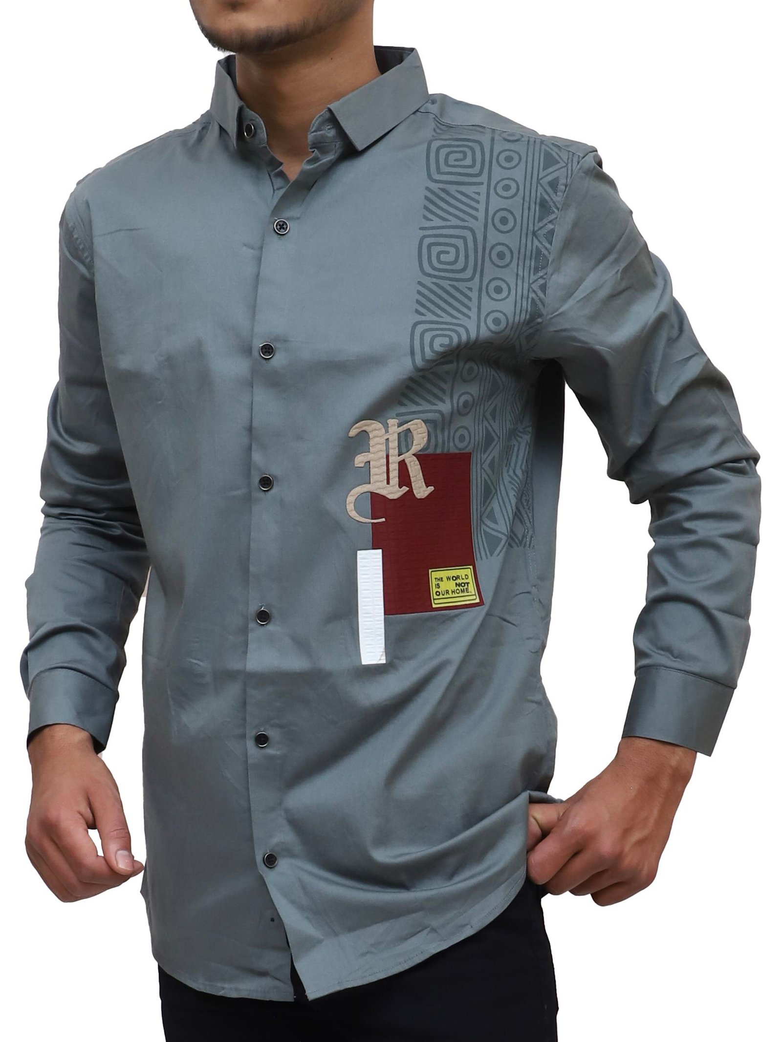Long-Sleeve Casual Shirt With a Print